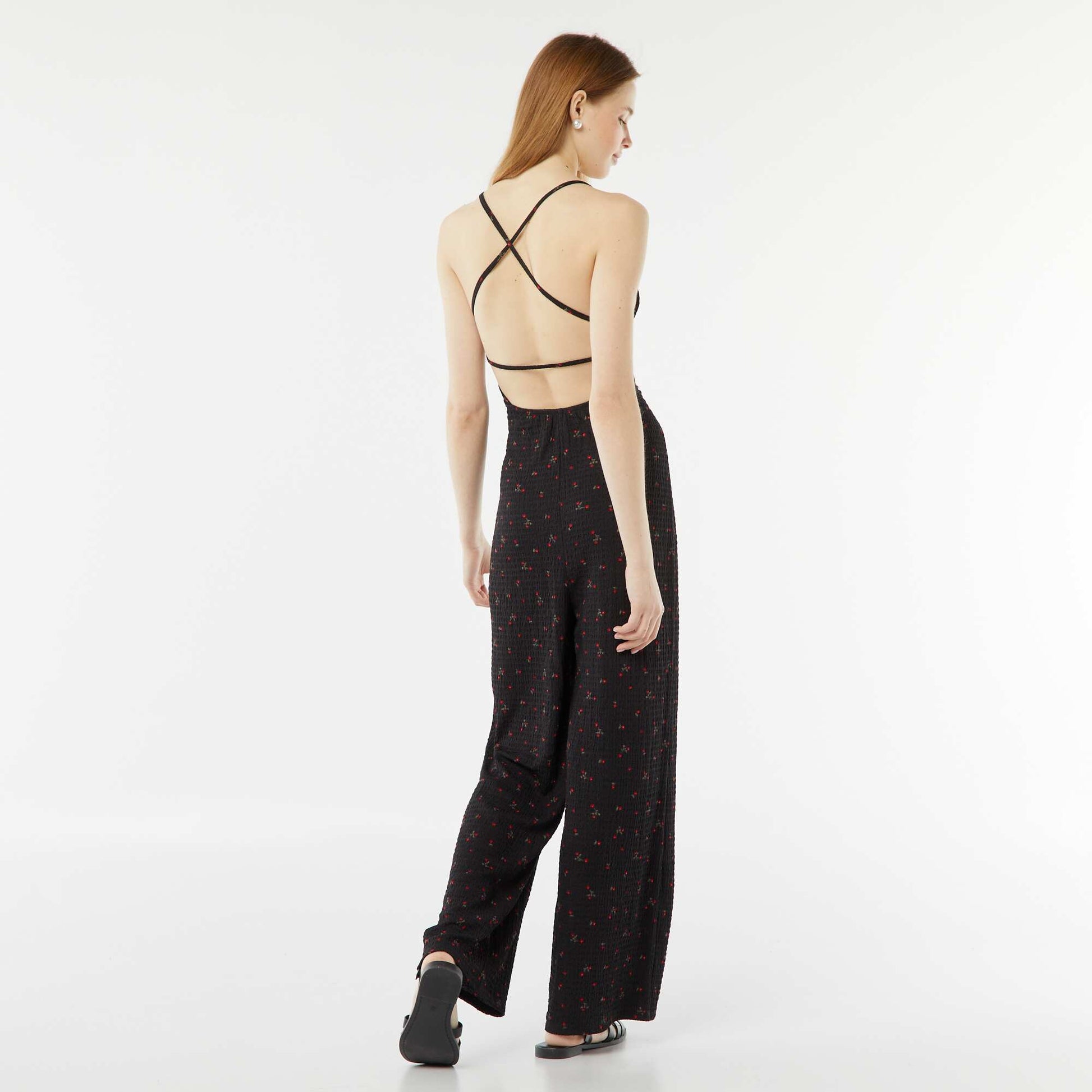 Combinaison pantalon en maille gaufrée NOIR