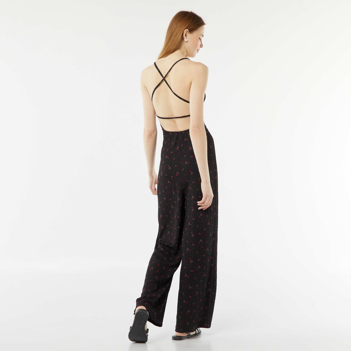 Combinaison pantalon en maille gaufrée NOIR