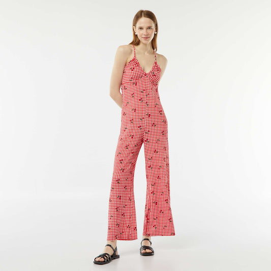 Combinaison pantalon en maille gaufrée ROUGE
