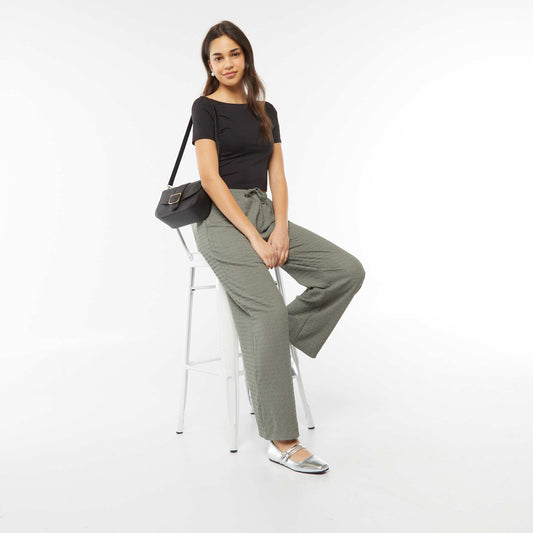 Pantalon large en maille crêpée VERT