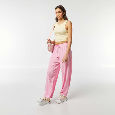 Pantalon large en maille crêpée ROSE