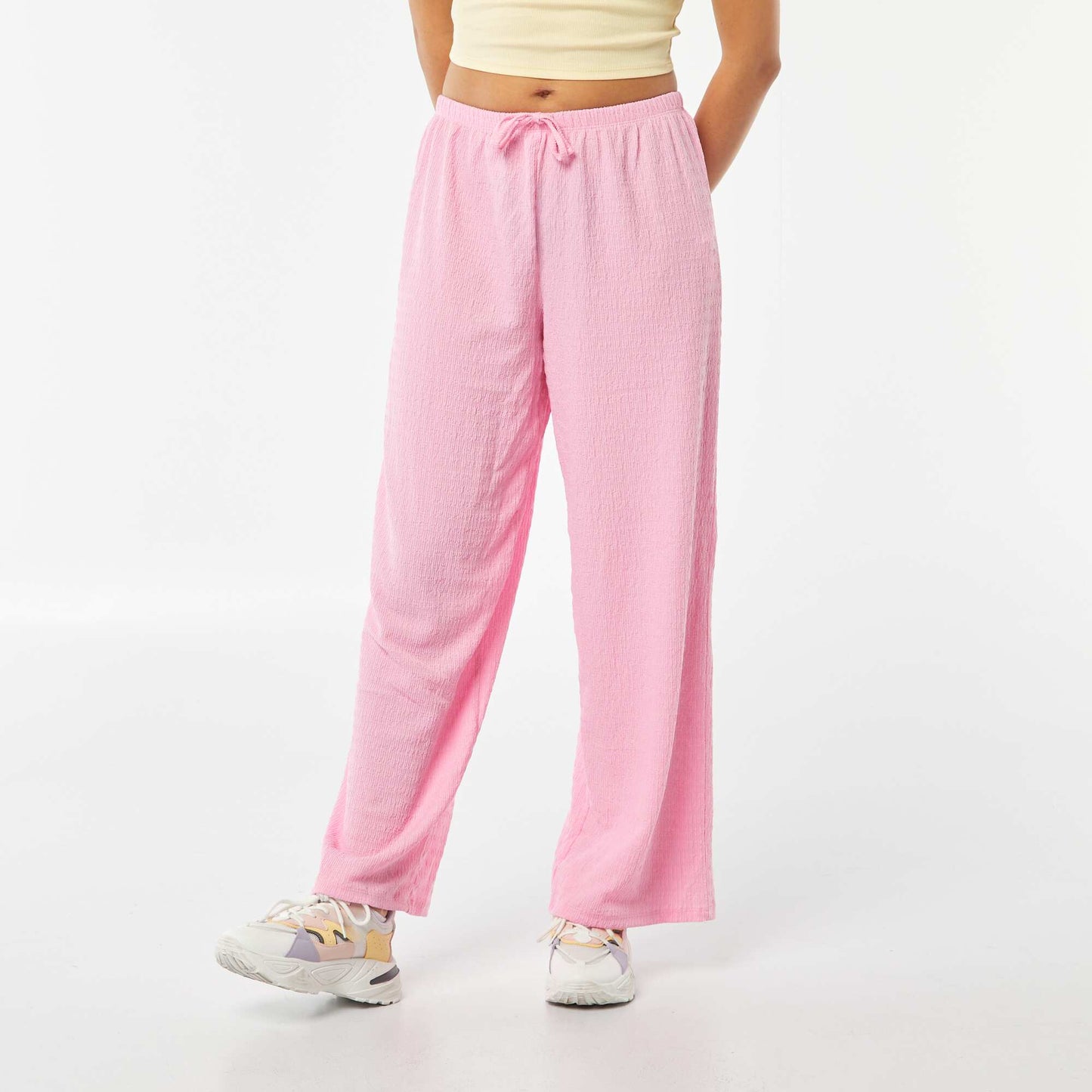 Pantalon large en maille crêpée ROSE