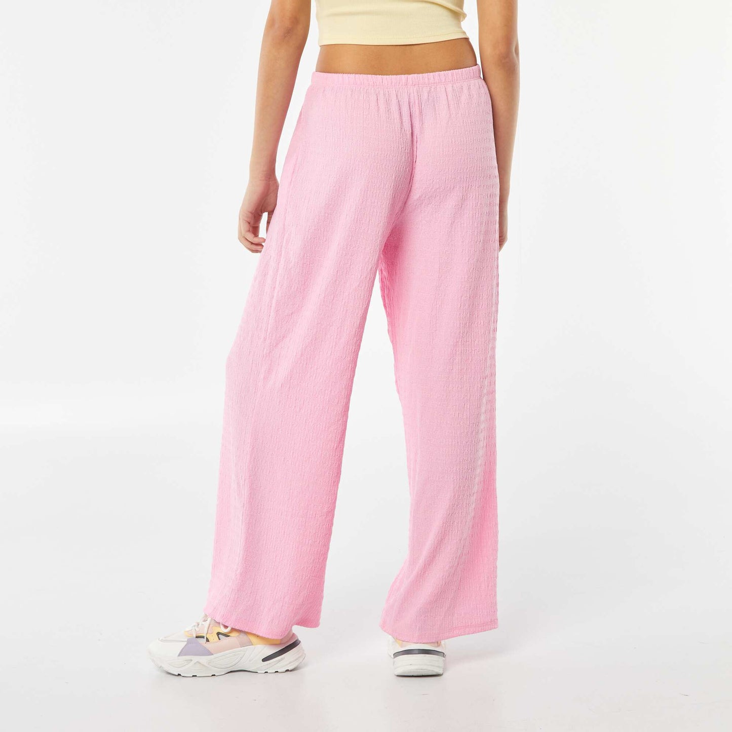 Pantalon large en maille crêpée ROSE