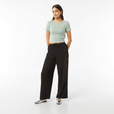 Pantalon large en maille crêpée NOIR