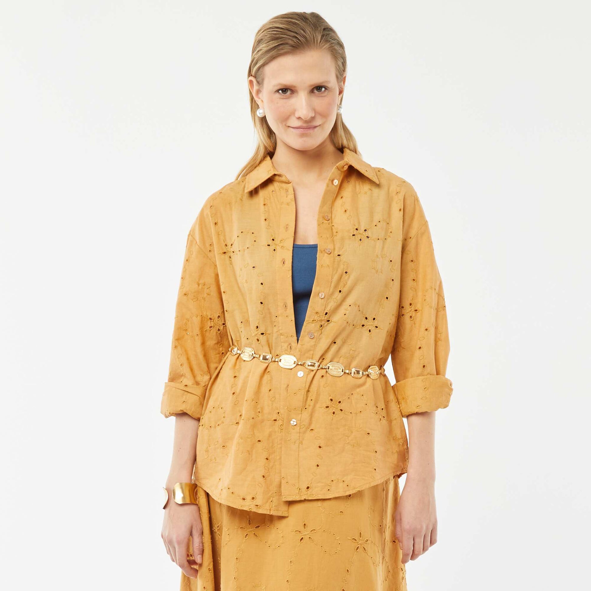 Chemise avec broderies anglaises BEIGE