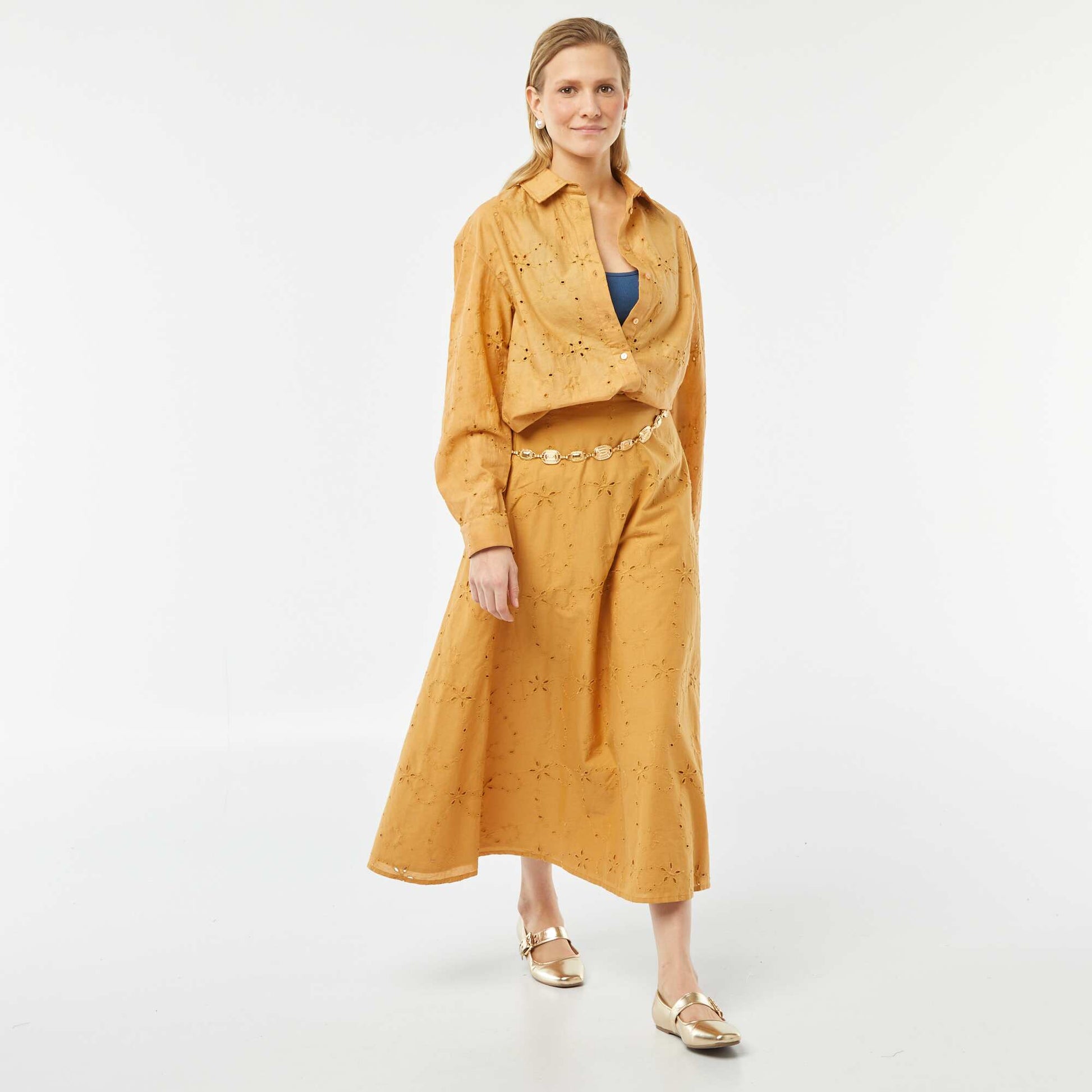Chemise avec broderies anglaises BEIGE