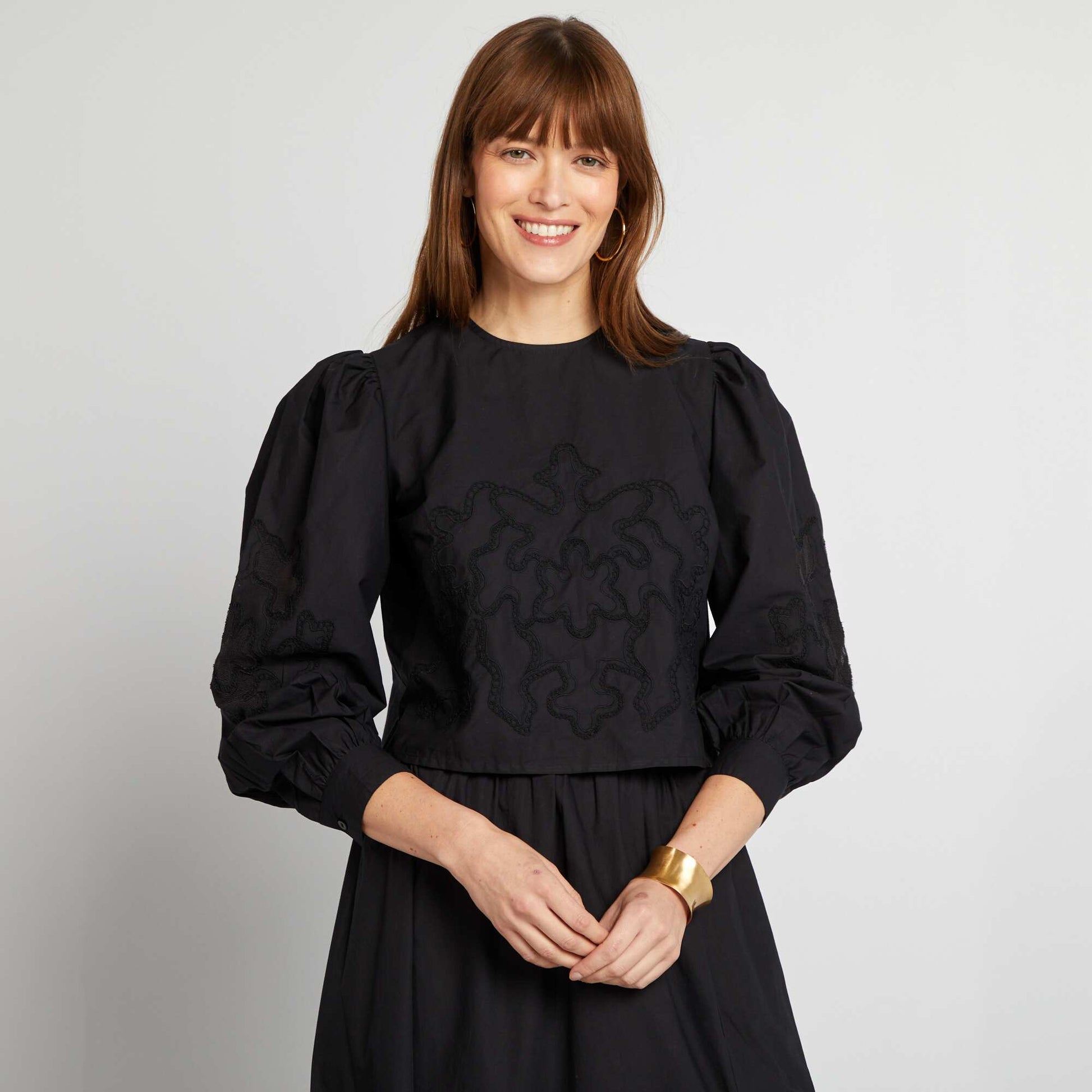 Blouse en voile de coton NOIR