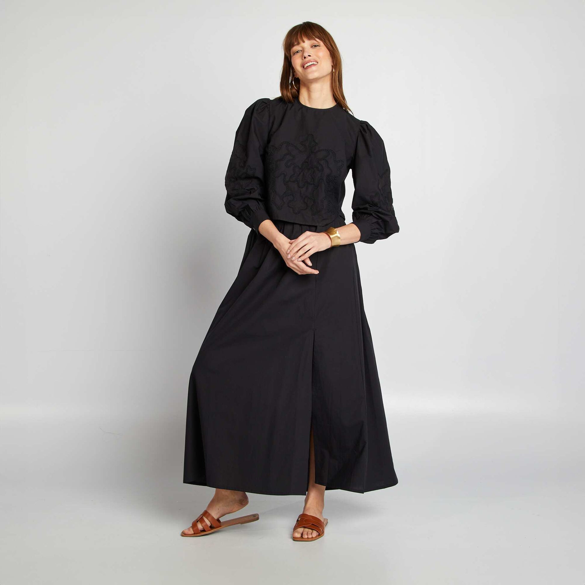 Blouse en voile de coton NOIR