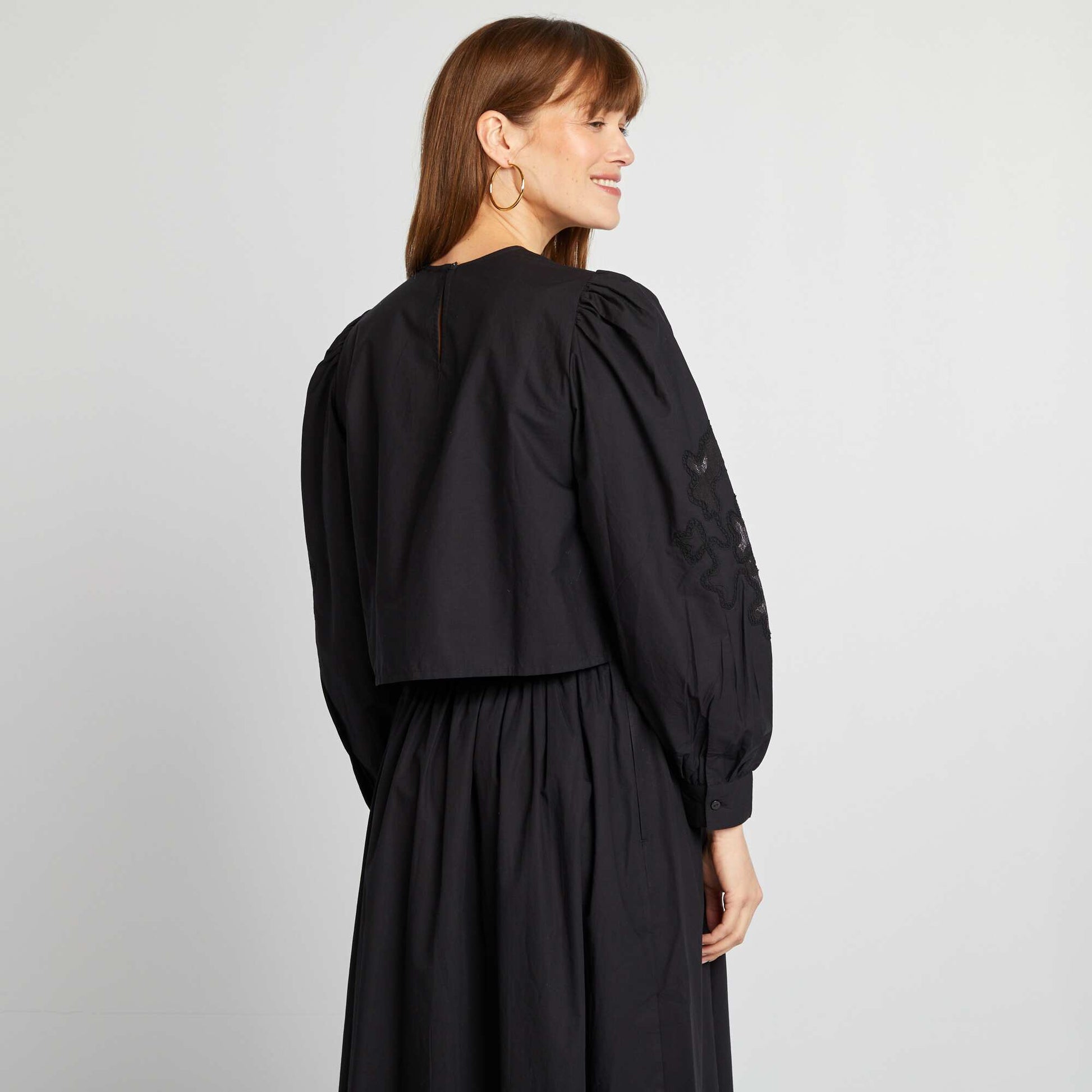 Blouse en voile de coton NOIR
