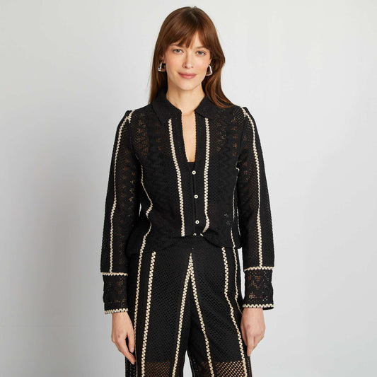 Chemisier en crochet NOIR
