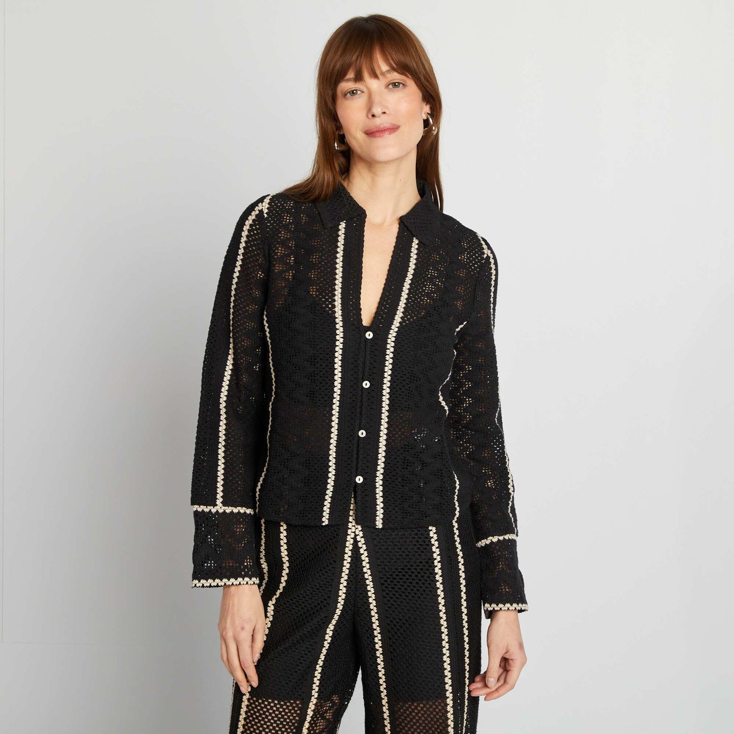 Chemisier en crochet NOIR