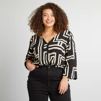 Blouse boutonnée à motif NOIR