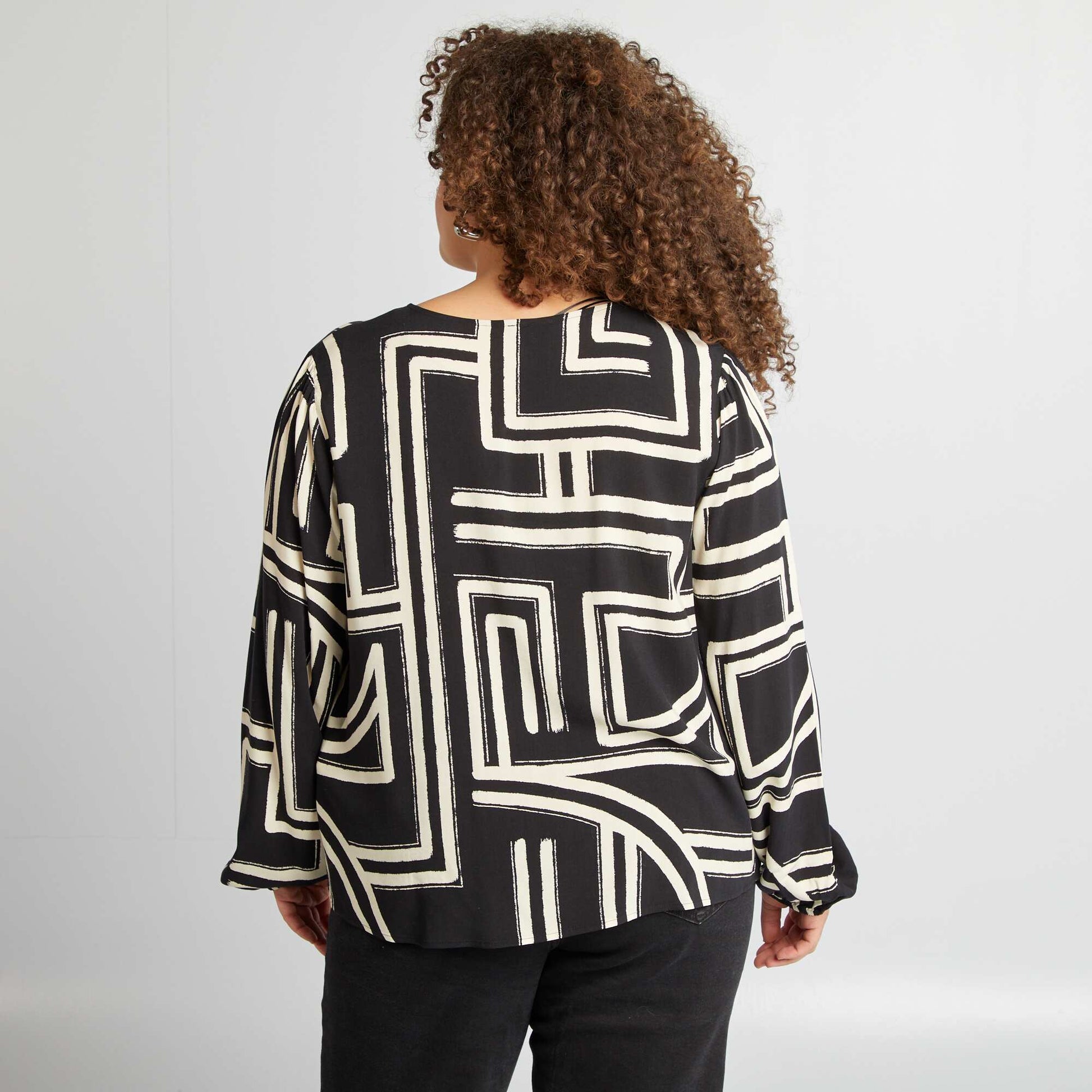 Blouse boutonnée à motif NOIR