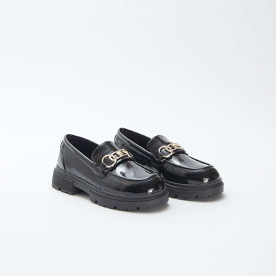 Mocassins vernis avec boucle dorée NOIR