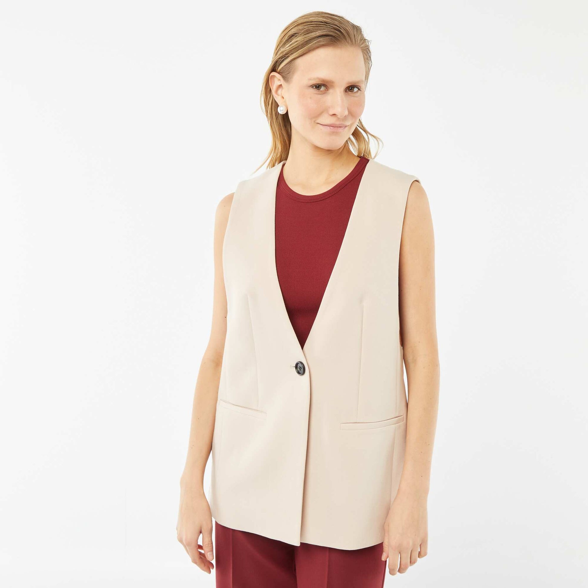 Veste de costume sans manches BEIGE