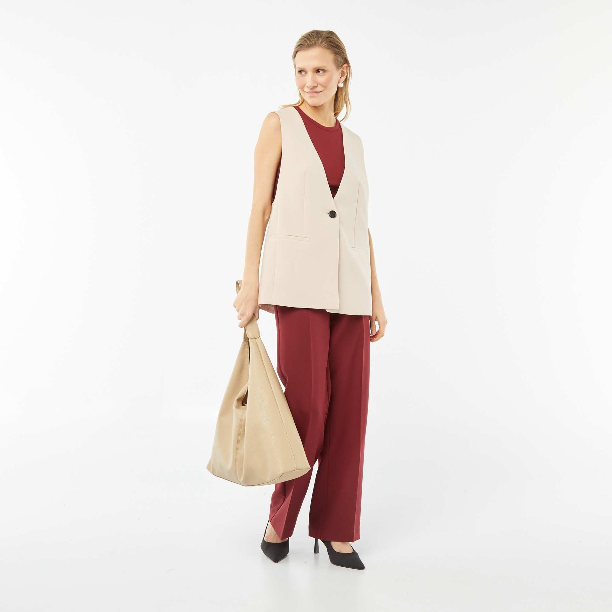 Veste de costume sans manches BEIGE