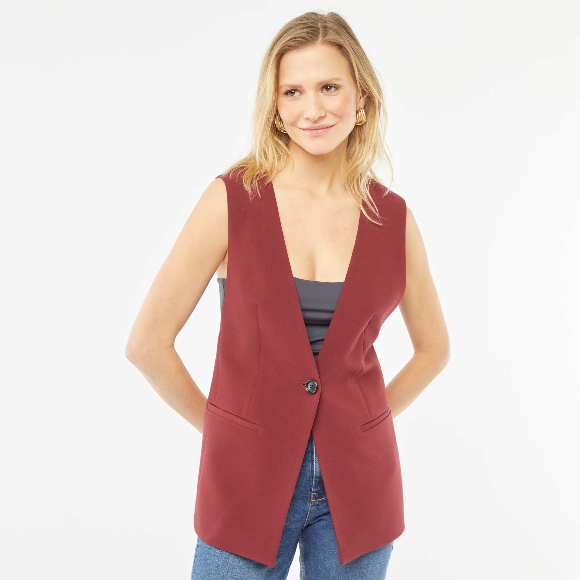 Veste de costume sans manches ROUGE