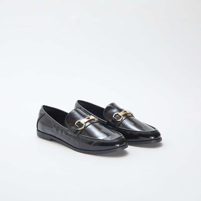 Mocassins plats vernis NOIR