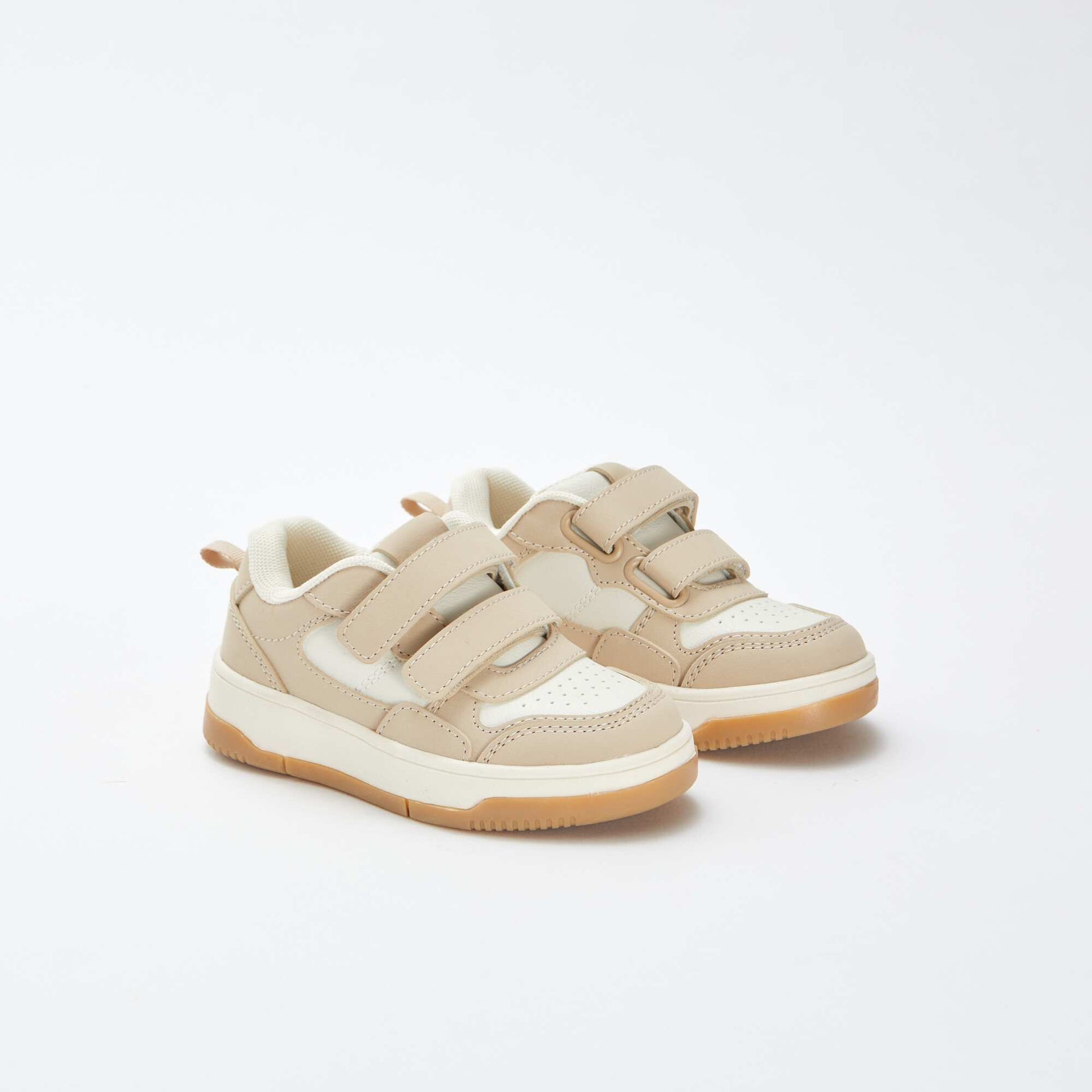 Baskets basses à scratchs type skate BEIGE