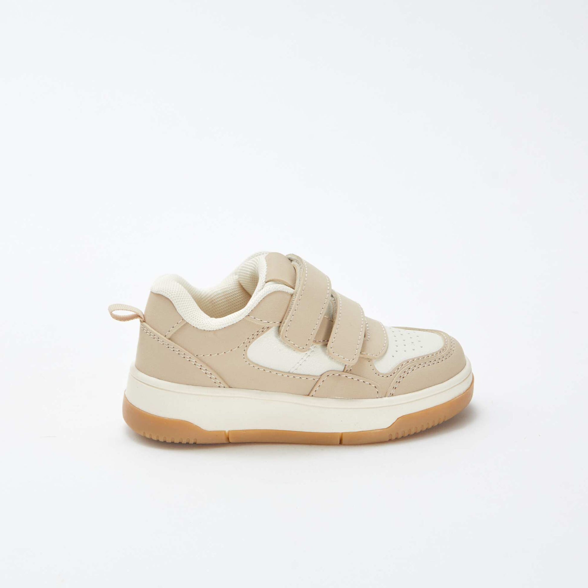 Baskets basses à scratchs type skate BEIGE