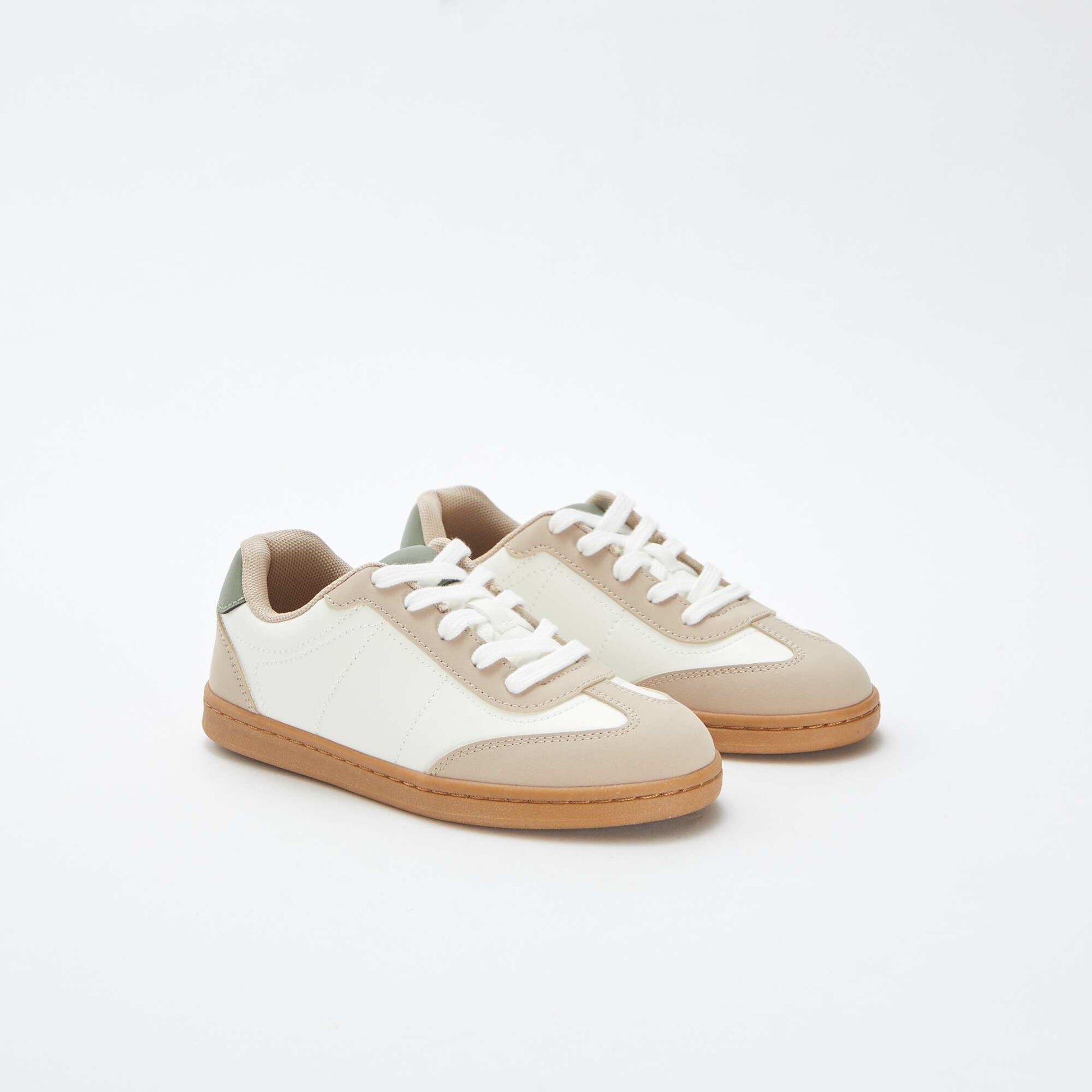 Baskets basses tricolores BEIGE/VERT/BLANC
