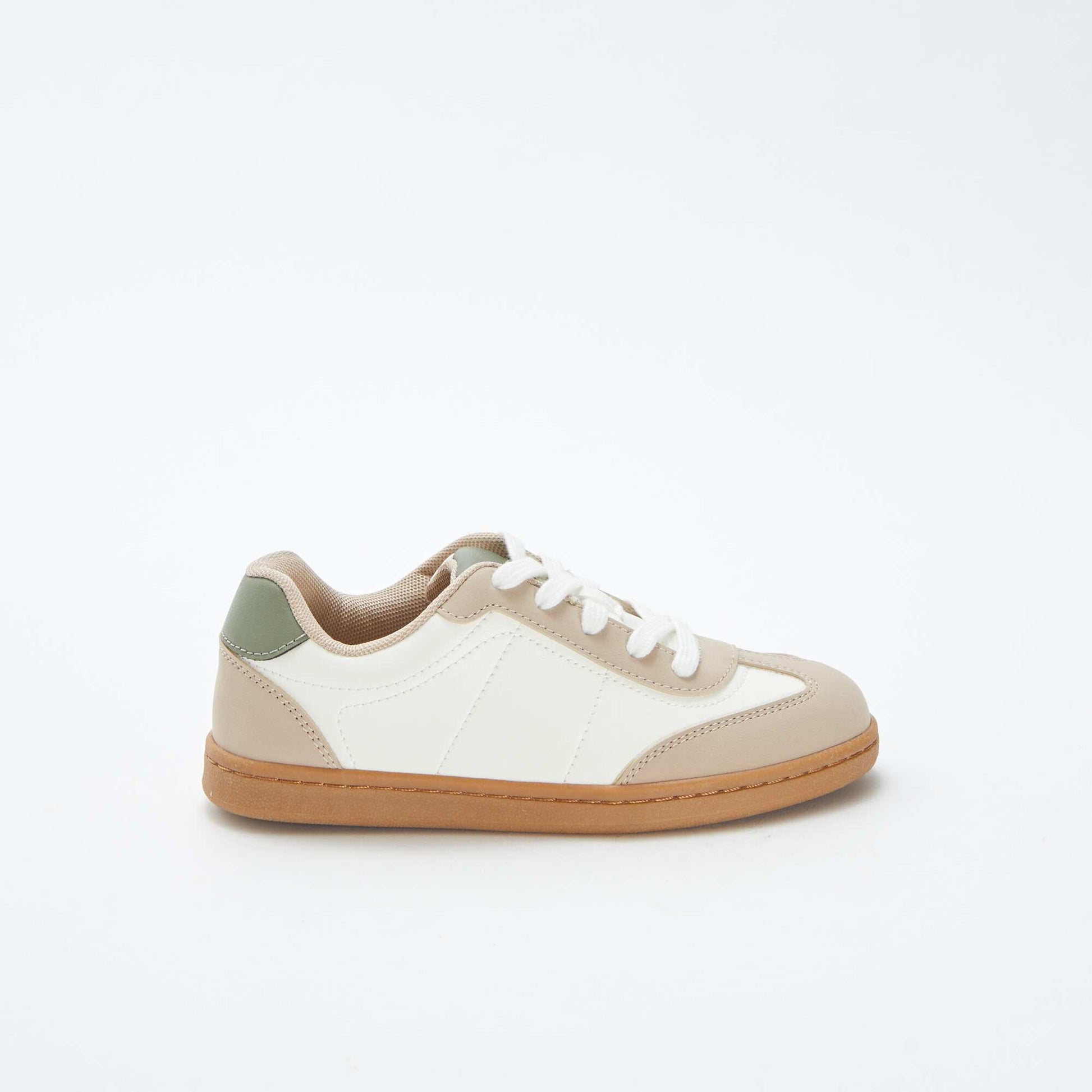 Baskets basses tricolores BEIGE/VERT/BLANC