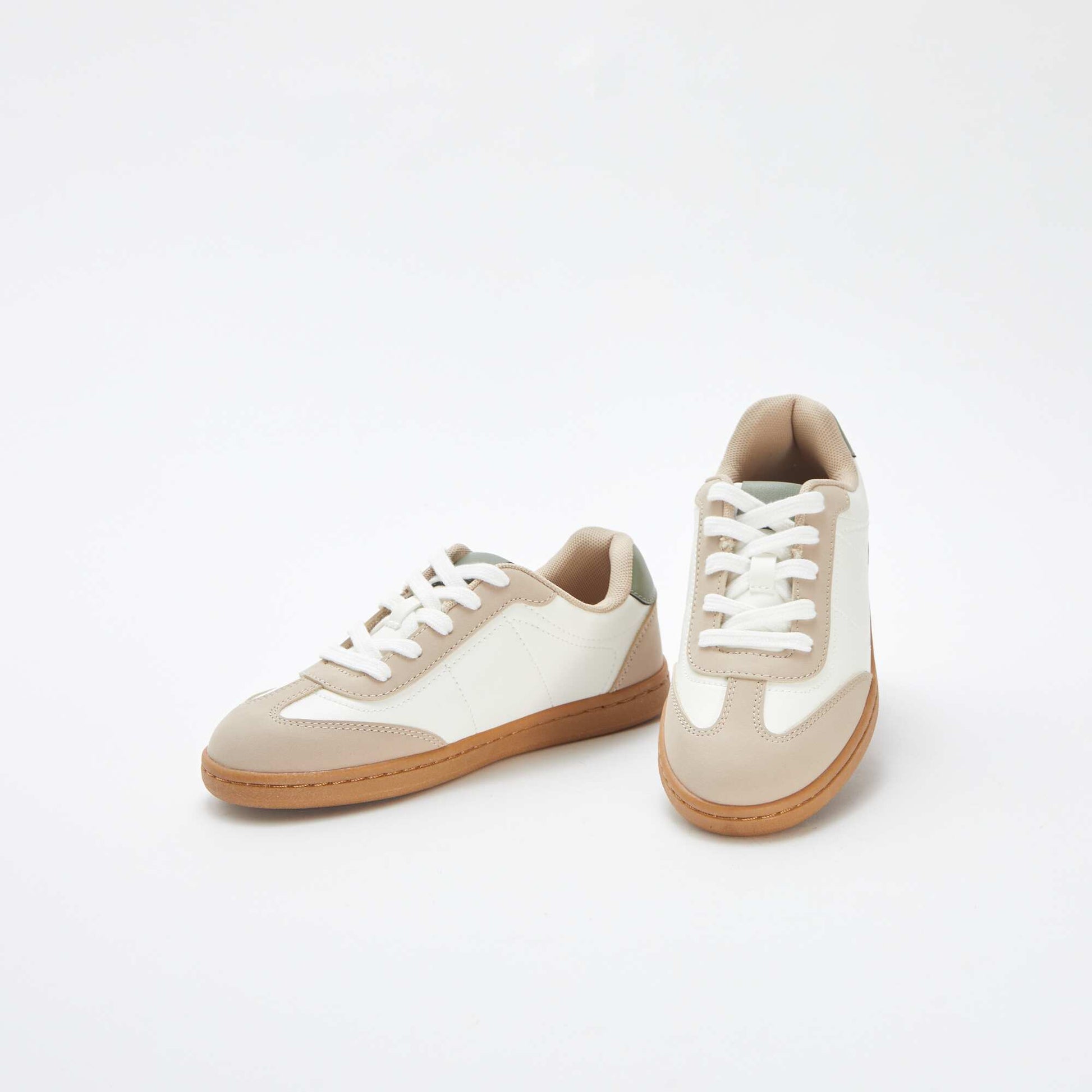 Baskets basses tricolores BEIGE/VERT/BLANC