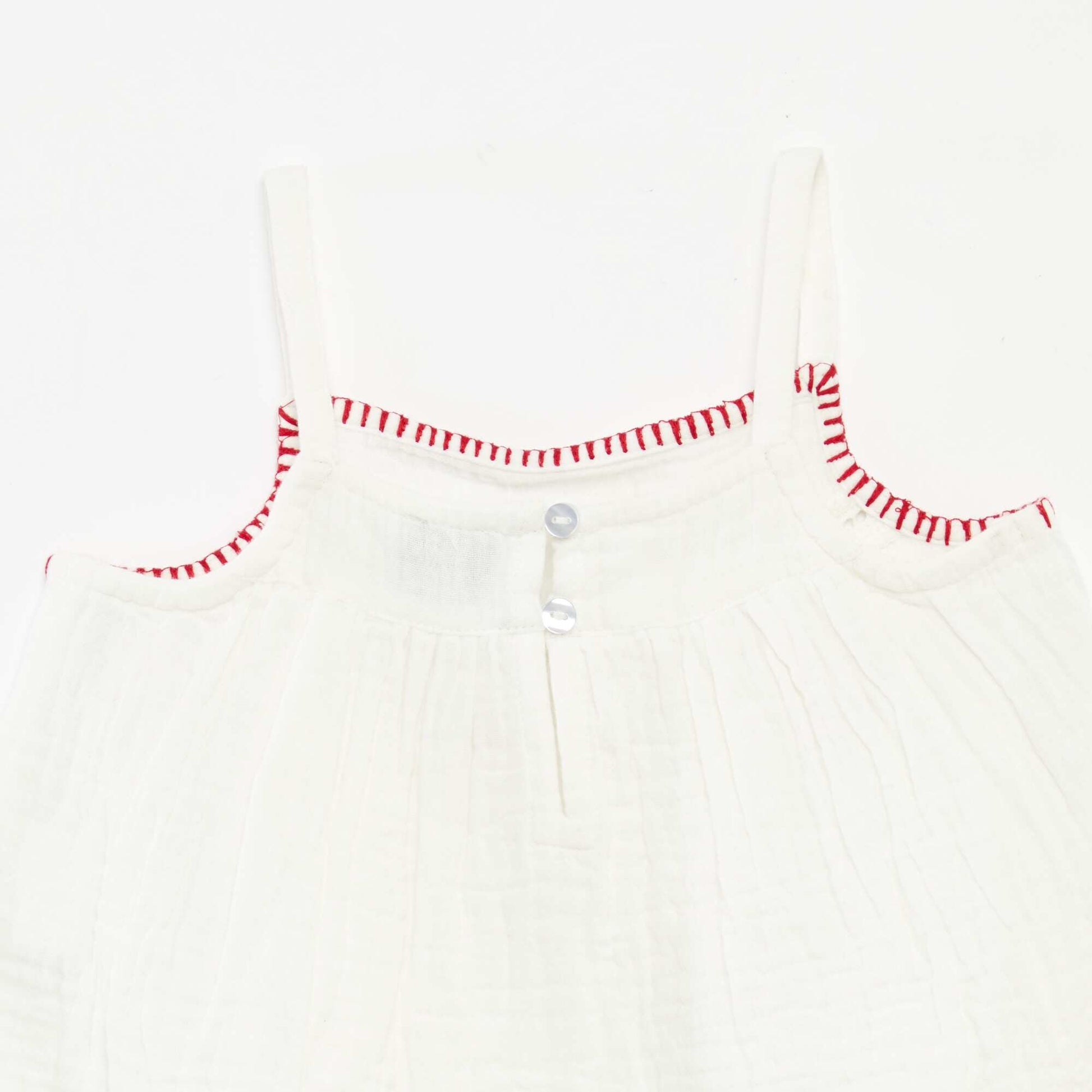 Blouse en gaze de coton avec broderies 'cœurs' all over ROUGE