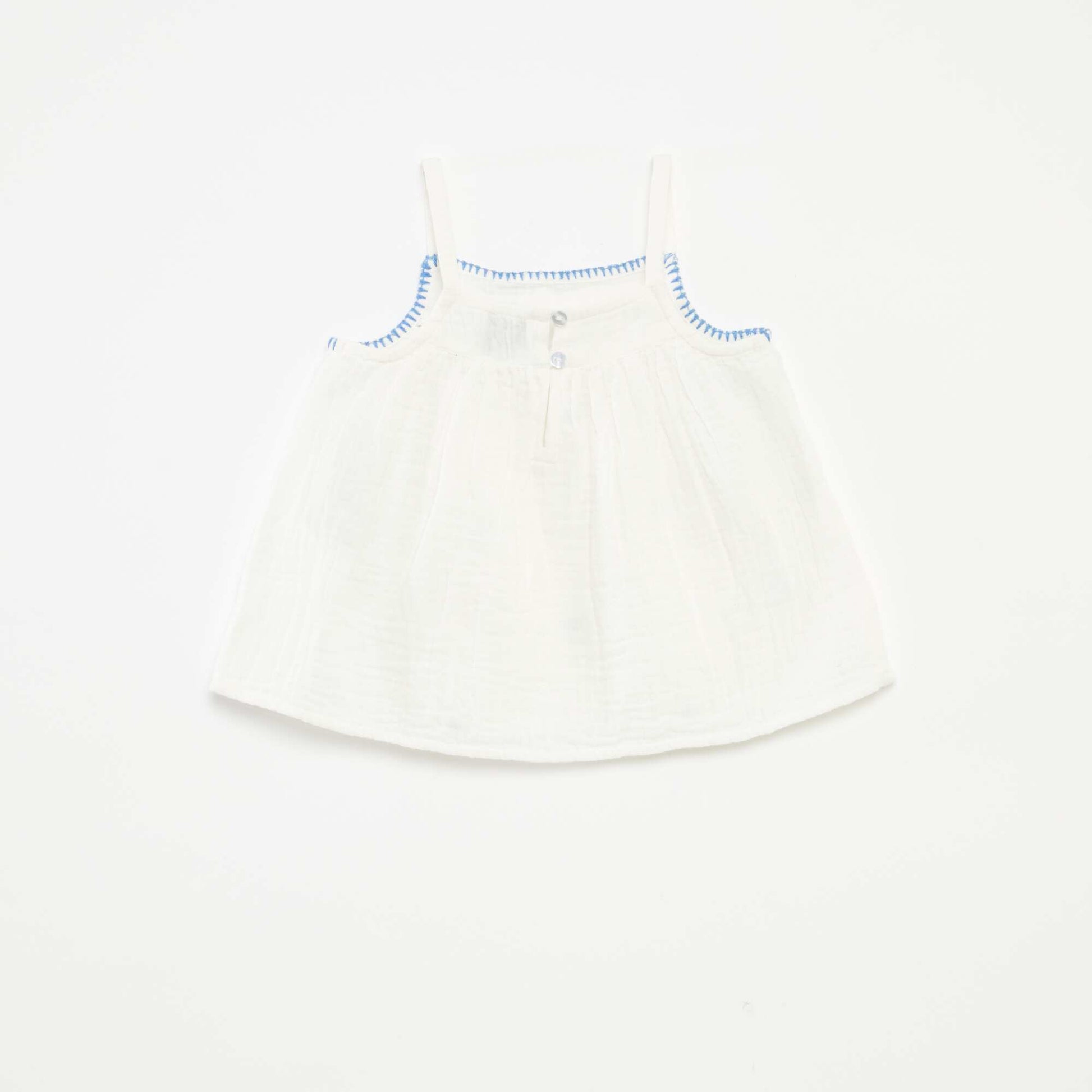 Blouse en gaze de coton avec broderies 'cœurs' all over BLEU