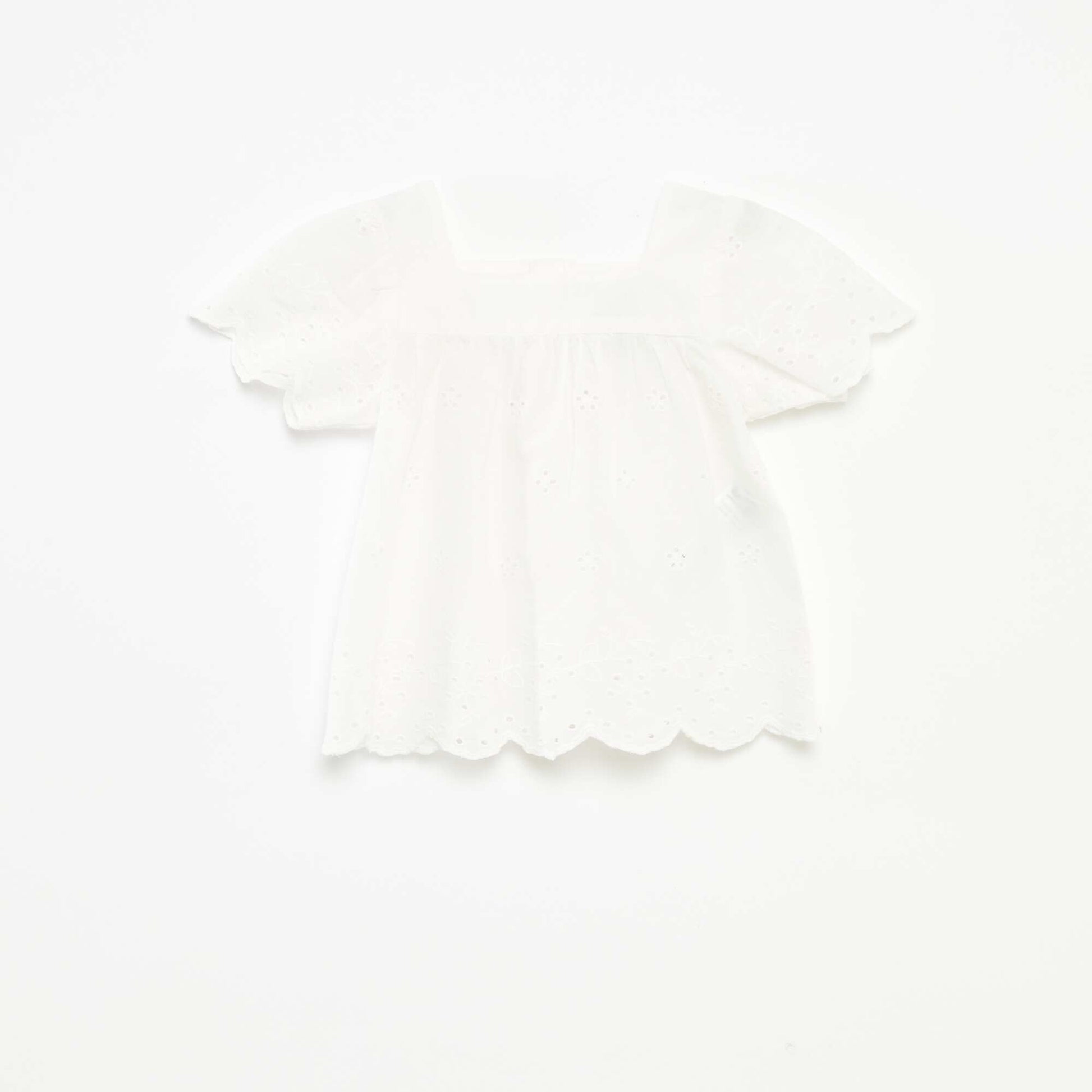 Blouse en voile de coton avec broderies anglaises BLANC