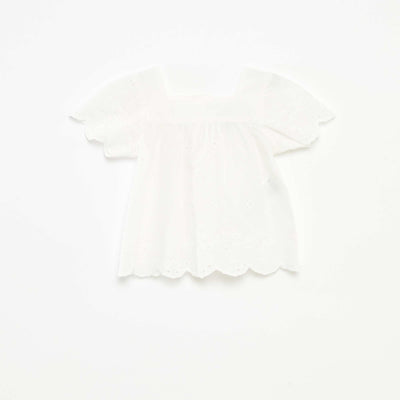 Blouse en voile de coton avec broderies anglaises BLANC