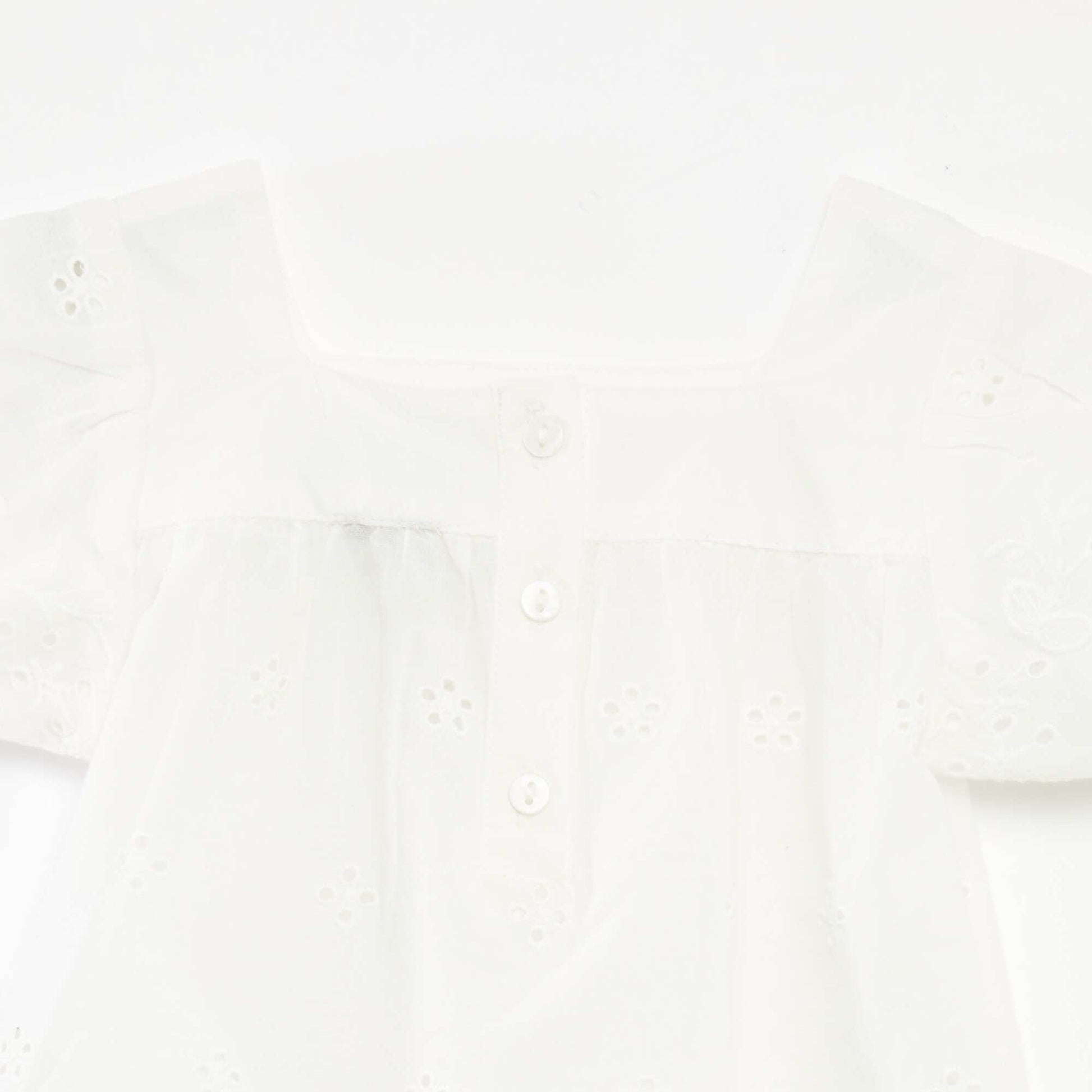 Blouse en voile de coton avec broderies anglaises BLANC