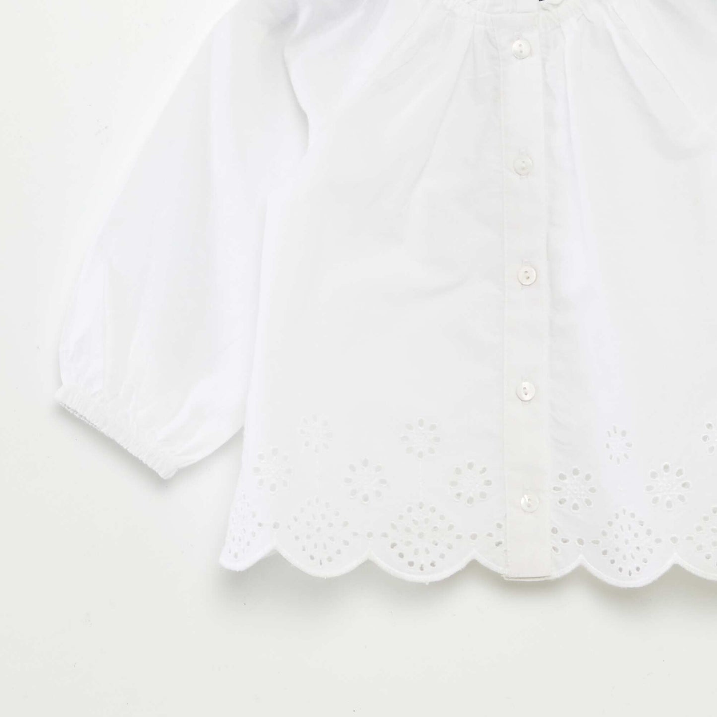 Blouse en voile de coton avec broderies anglaises BLANC