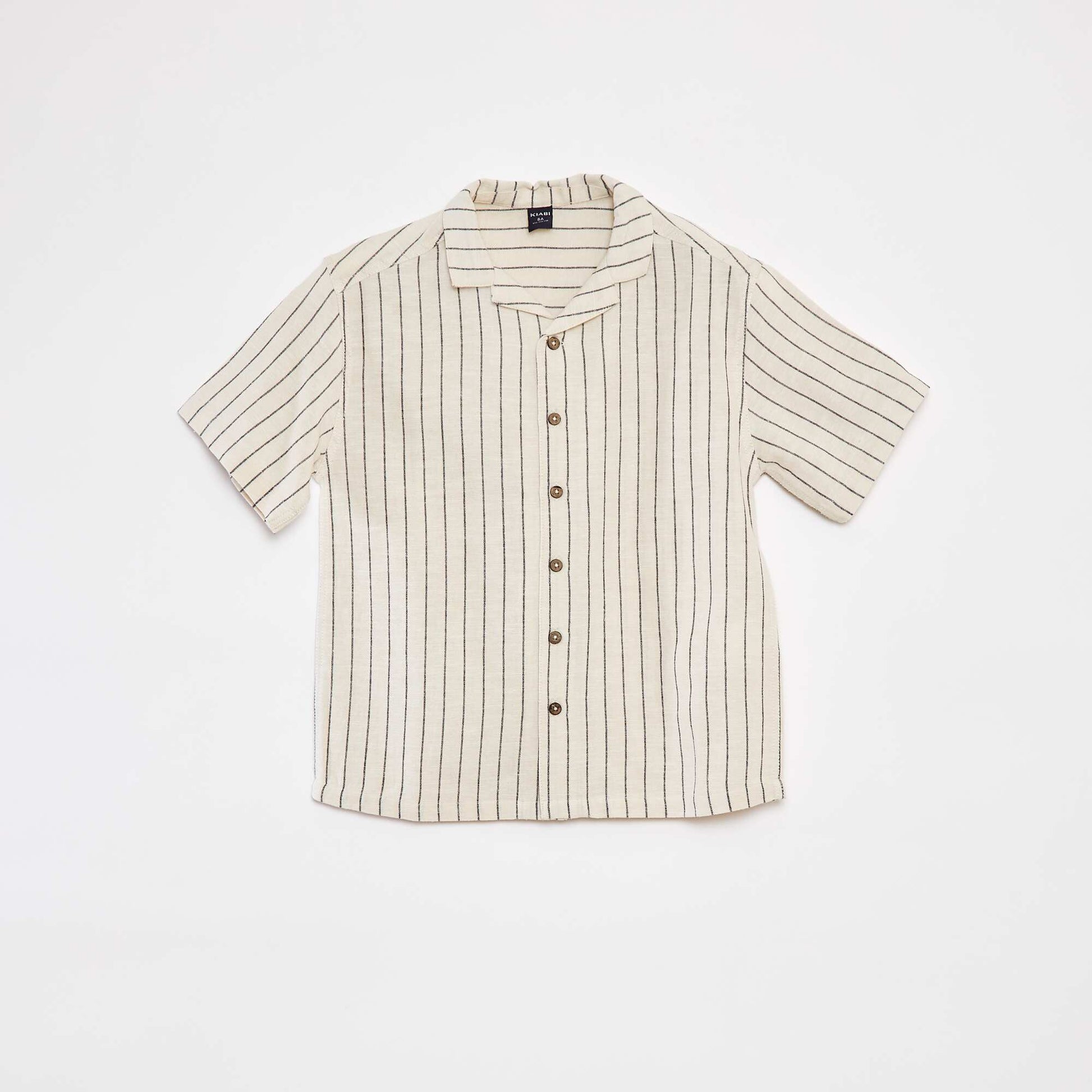 Chemise manches courtes en lin mélangé BEIGE