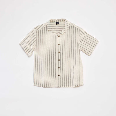 Chemise manches courtes en lin mélangé BEIGE