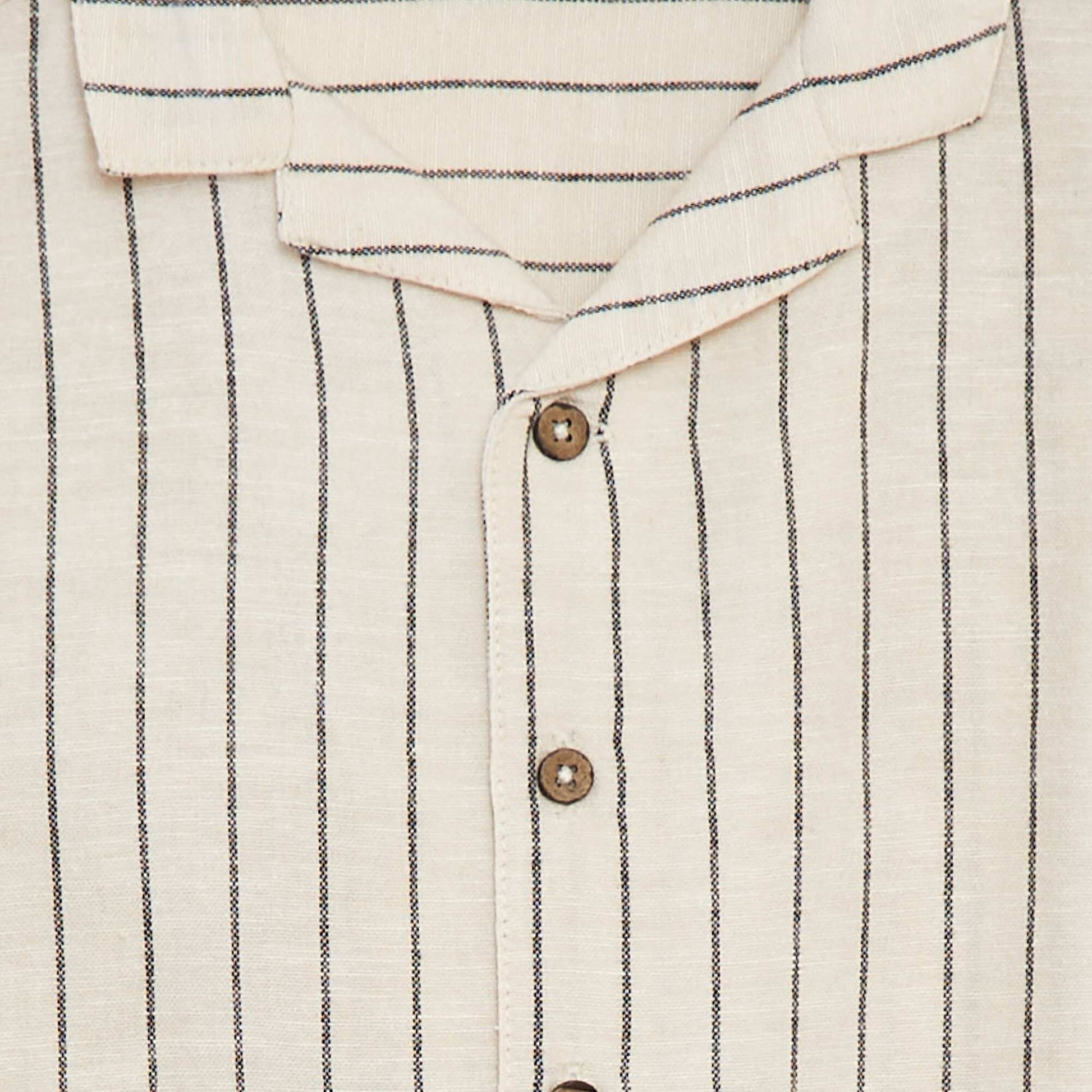 Chemise manches courtes en lin mélangé BEIGE