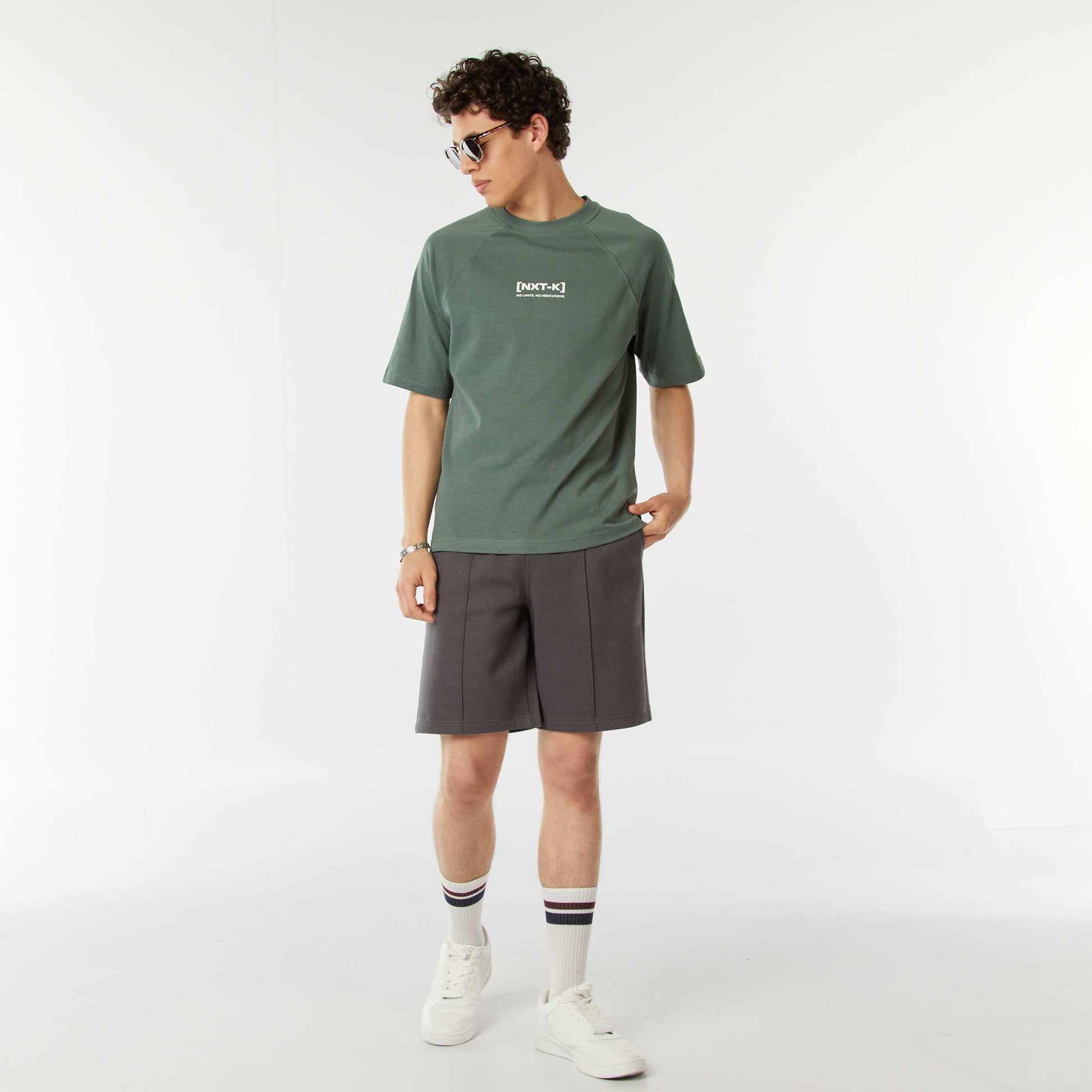 Short en molleton léger uni GRIS