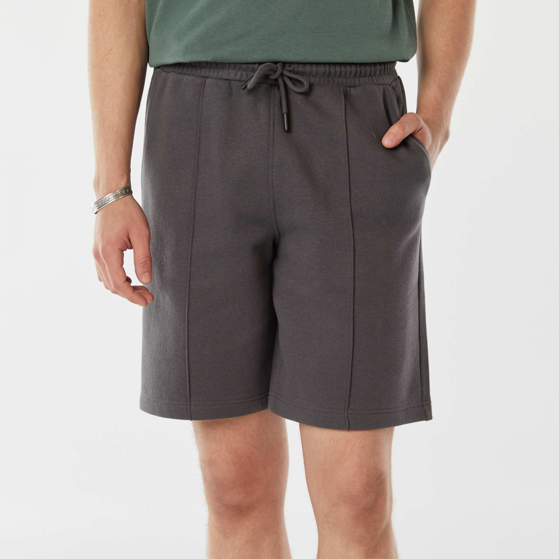 Short en molleton léger uni GRIS