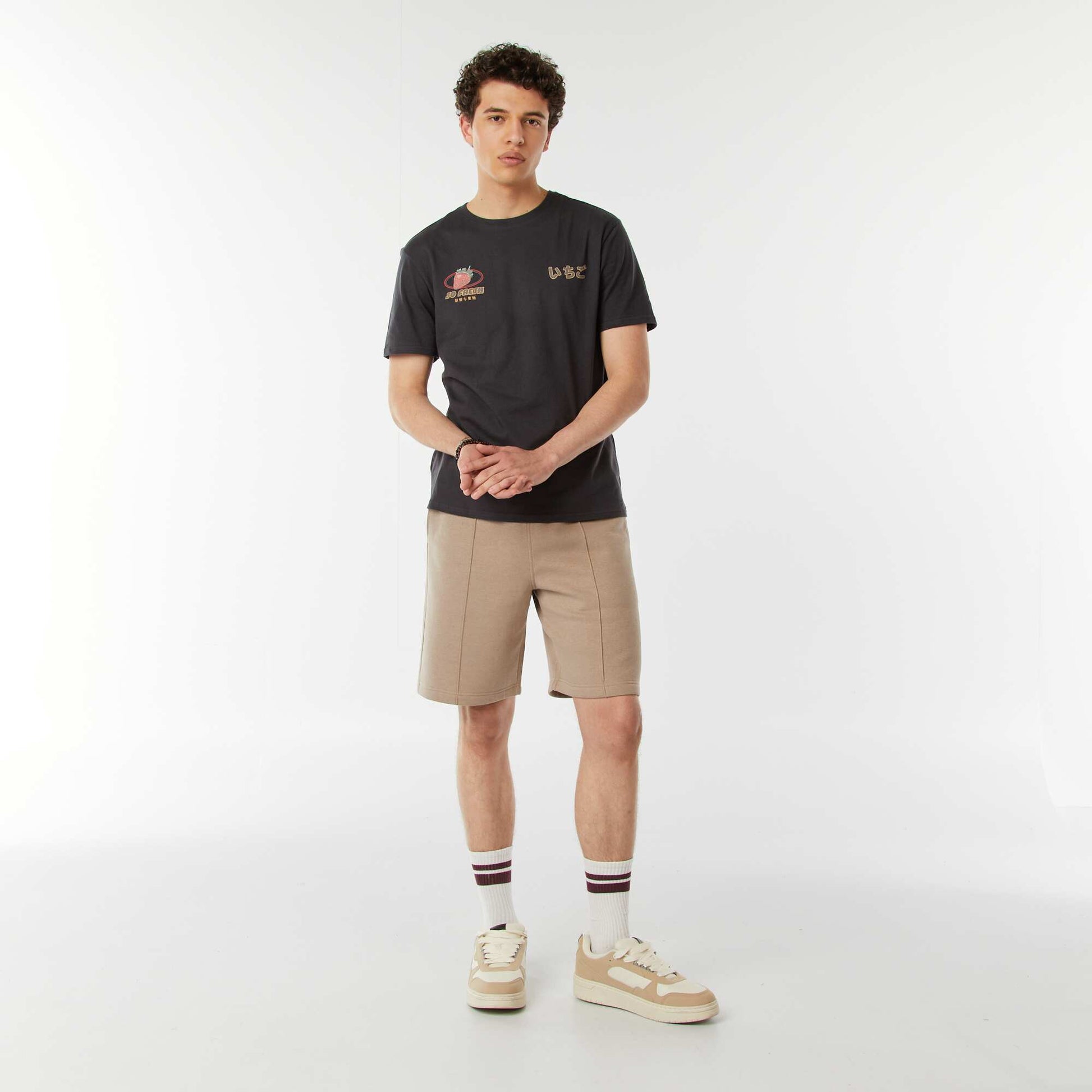 Short en molleton léger uni BEIGE