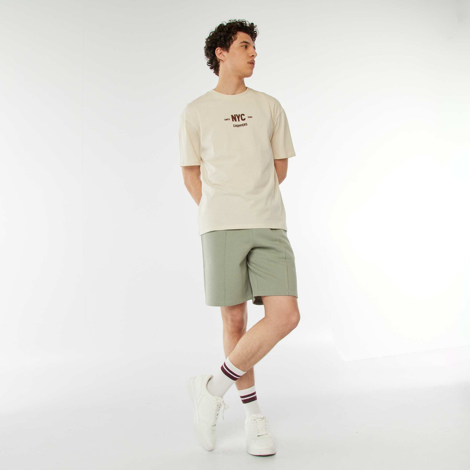 Short en molleton léger uni VERT