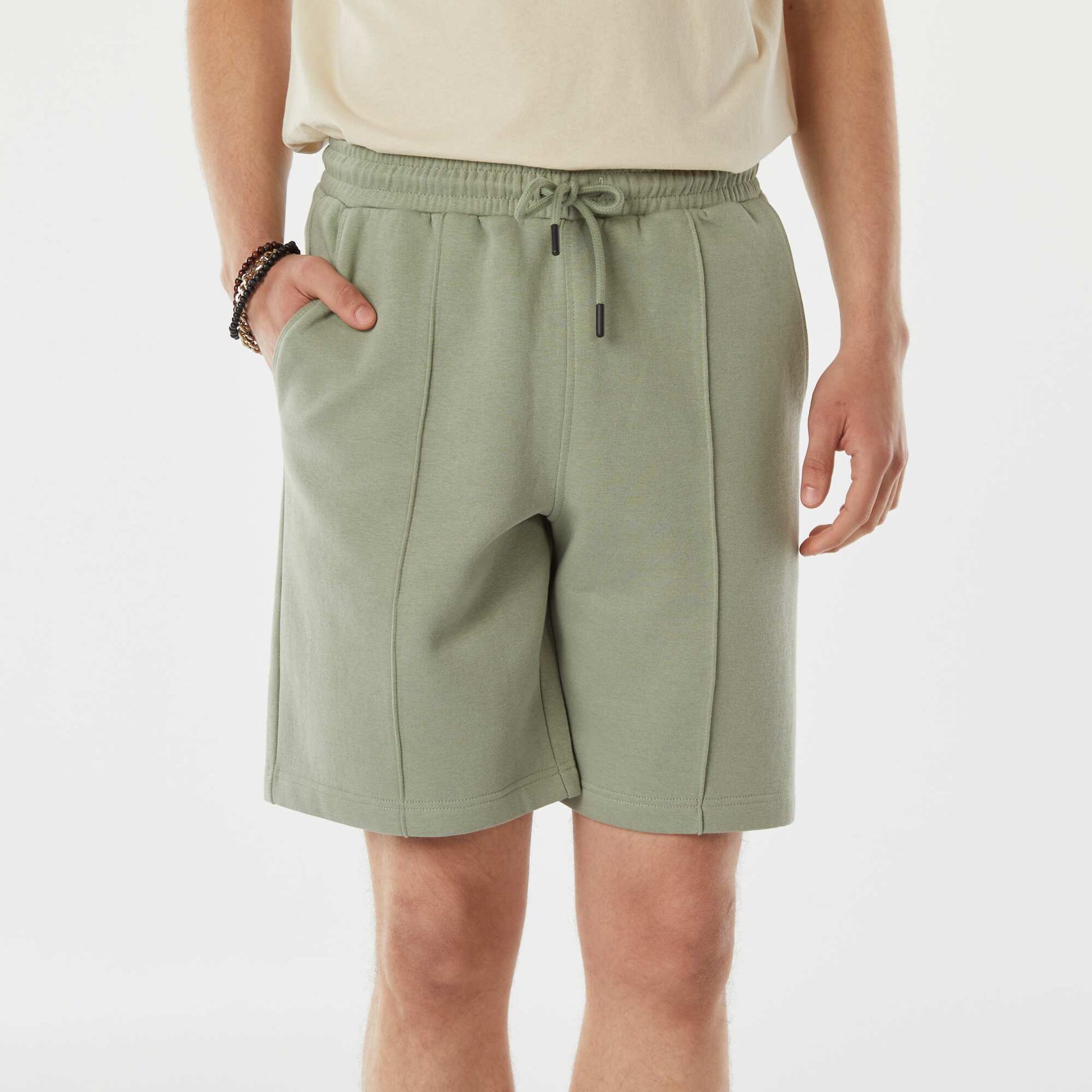 Short en molleton léger uni VERT