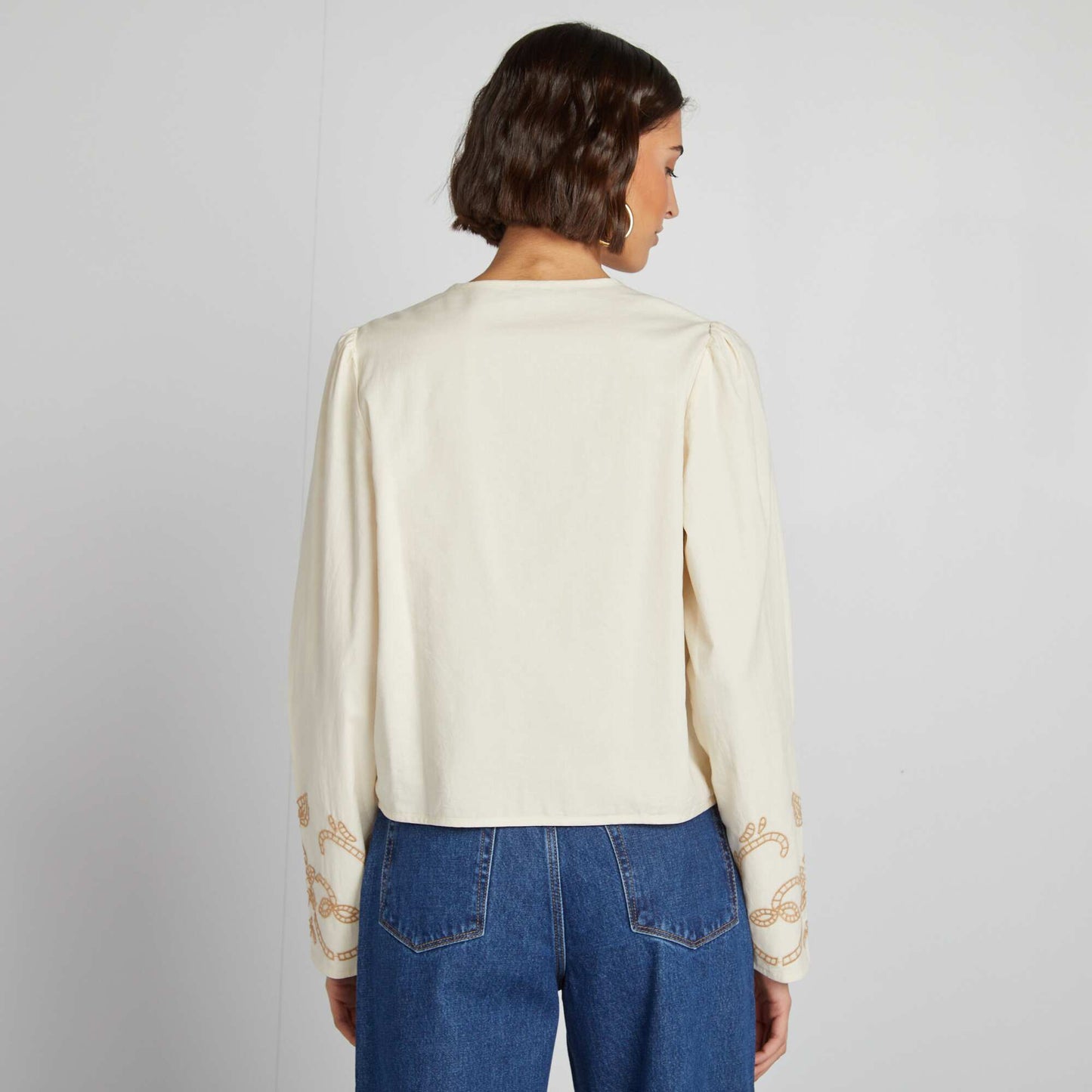 Veste kimono brodé BEIGE