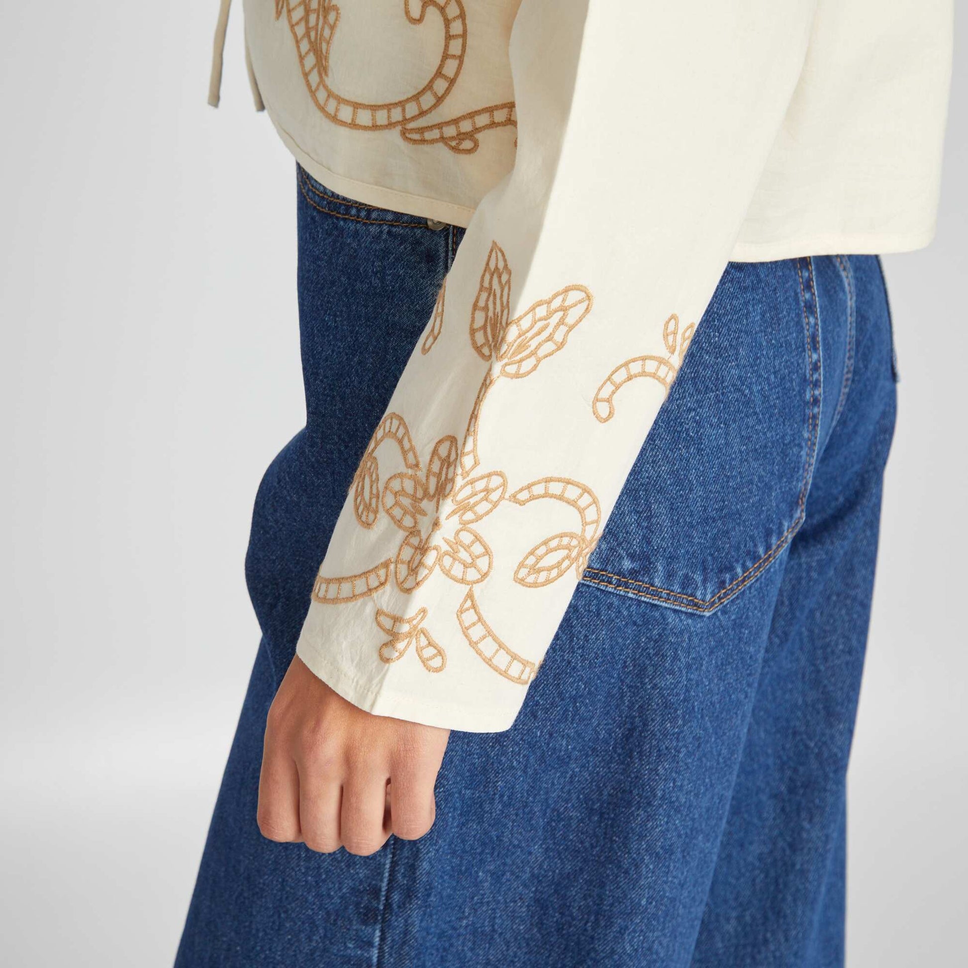 Veste kimono brodé BEIGE