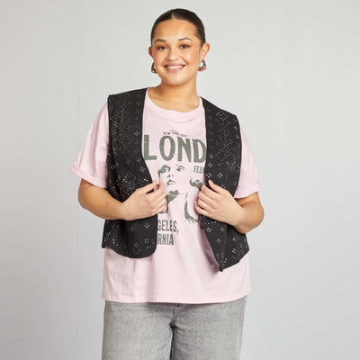 Veste courte sans manches avec studs NOIR