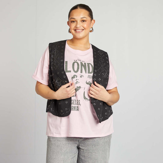 Veste courte sans manches avec studs NOIR