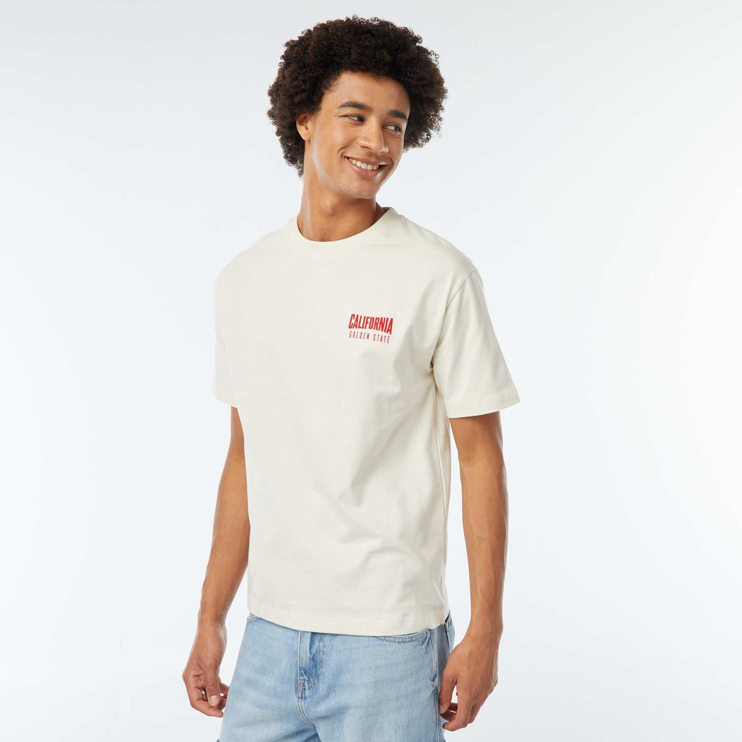 Tee-shirt imprimé poitrine BEIGE