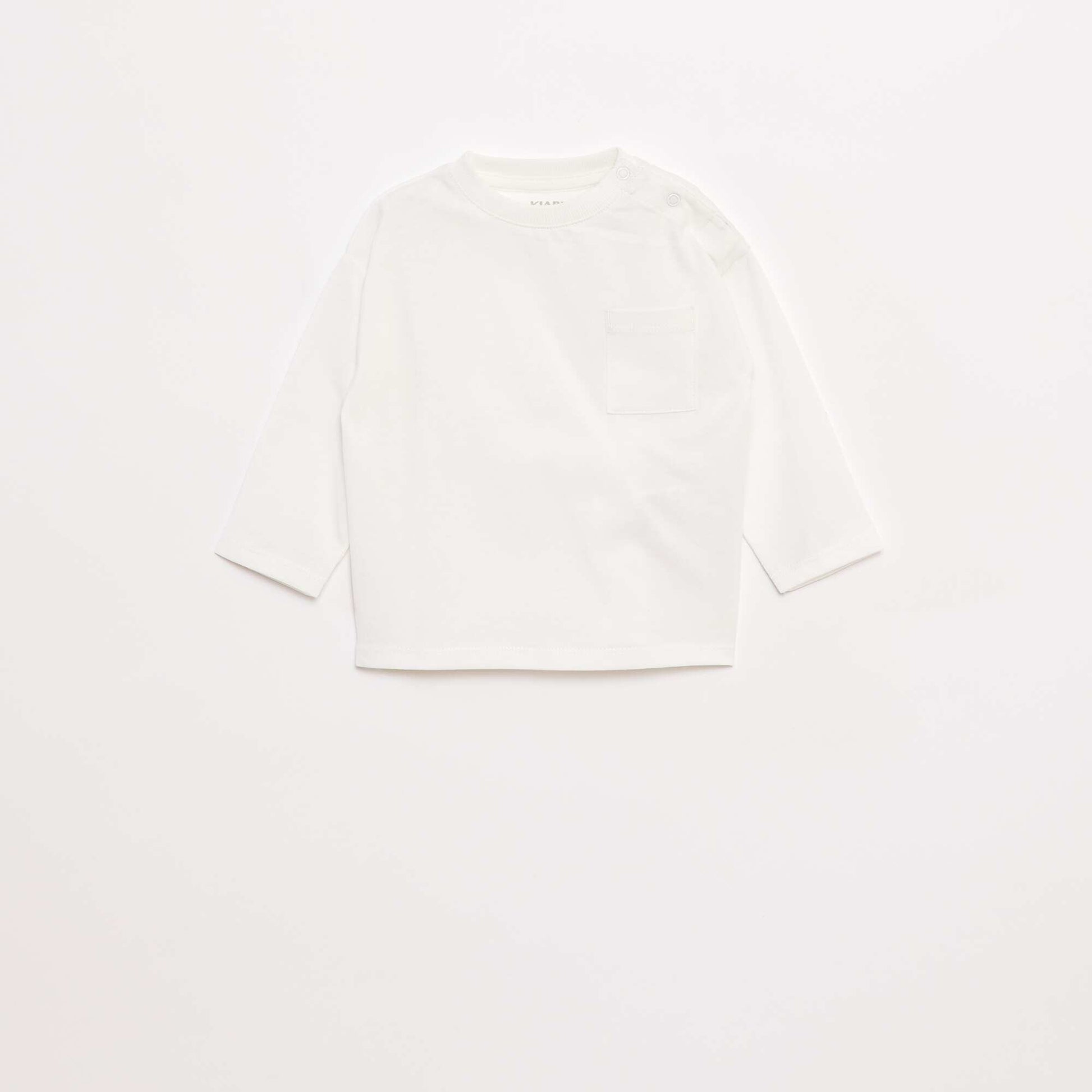 T-shirt manches longues et poche poitrine BLANC