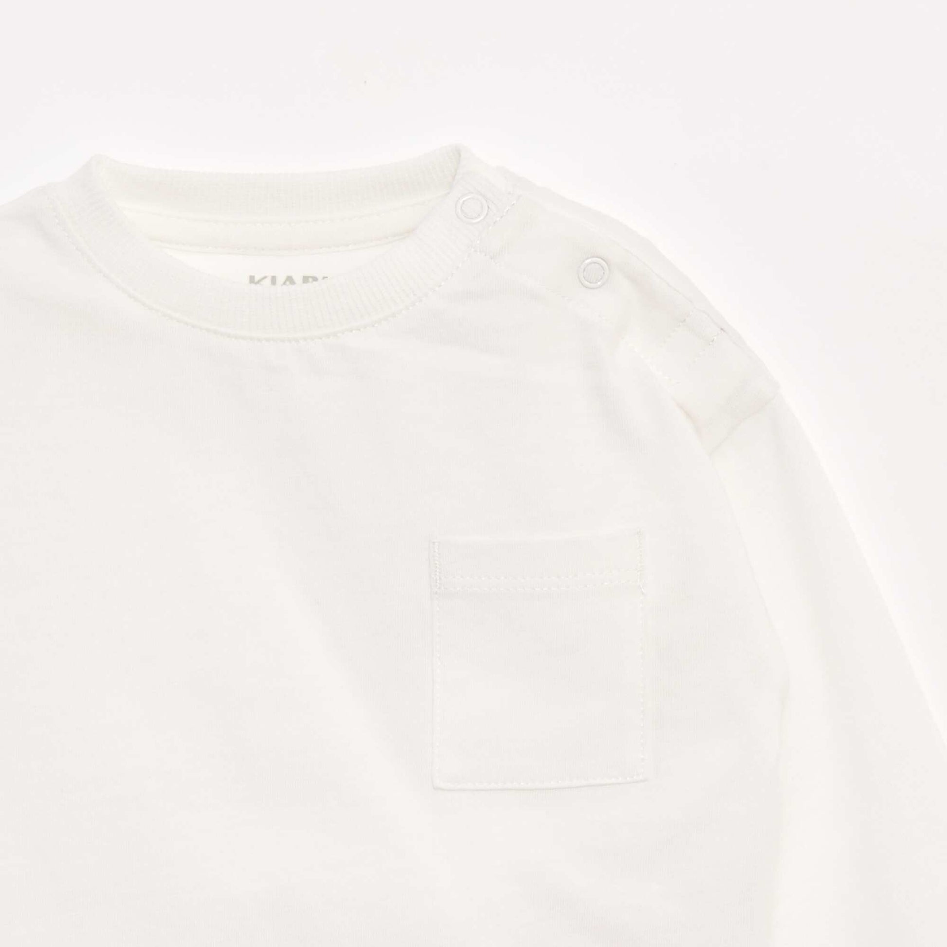 T-shirt manches longues et poche poitrine BLANC