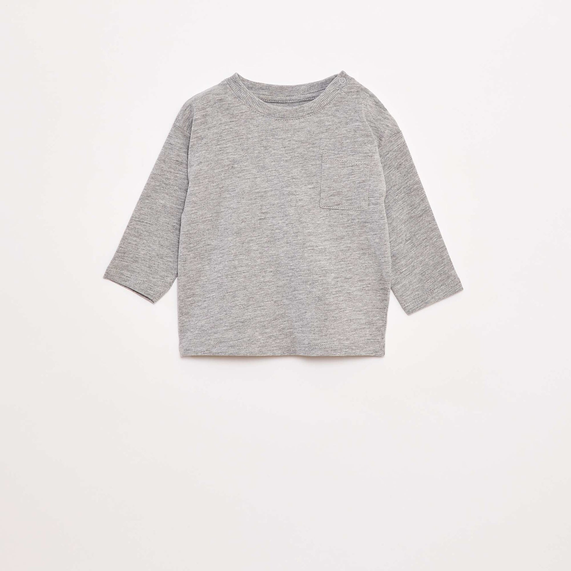 T-shirt manches longues et poche poitrine GRIS