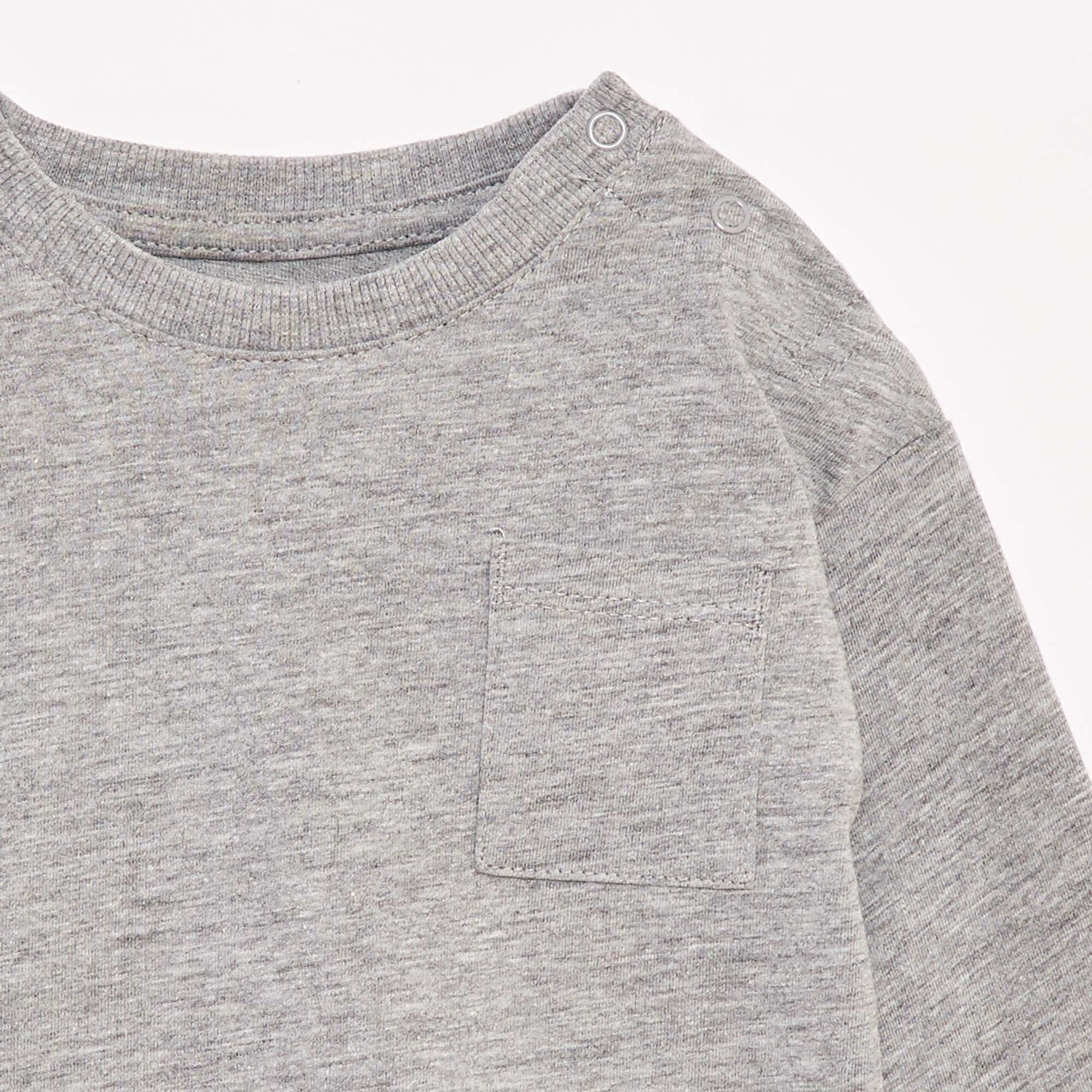 T-shirt manches longues et poche poitrine GRIS